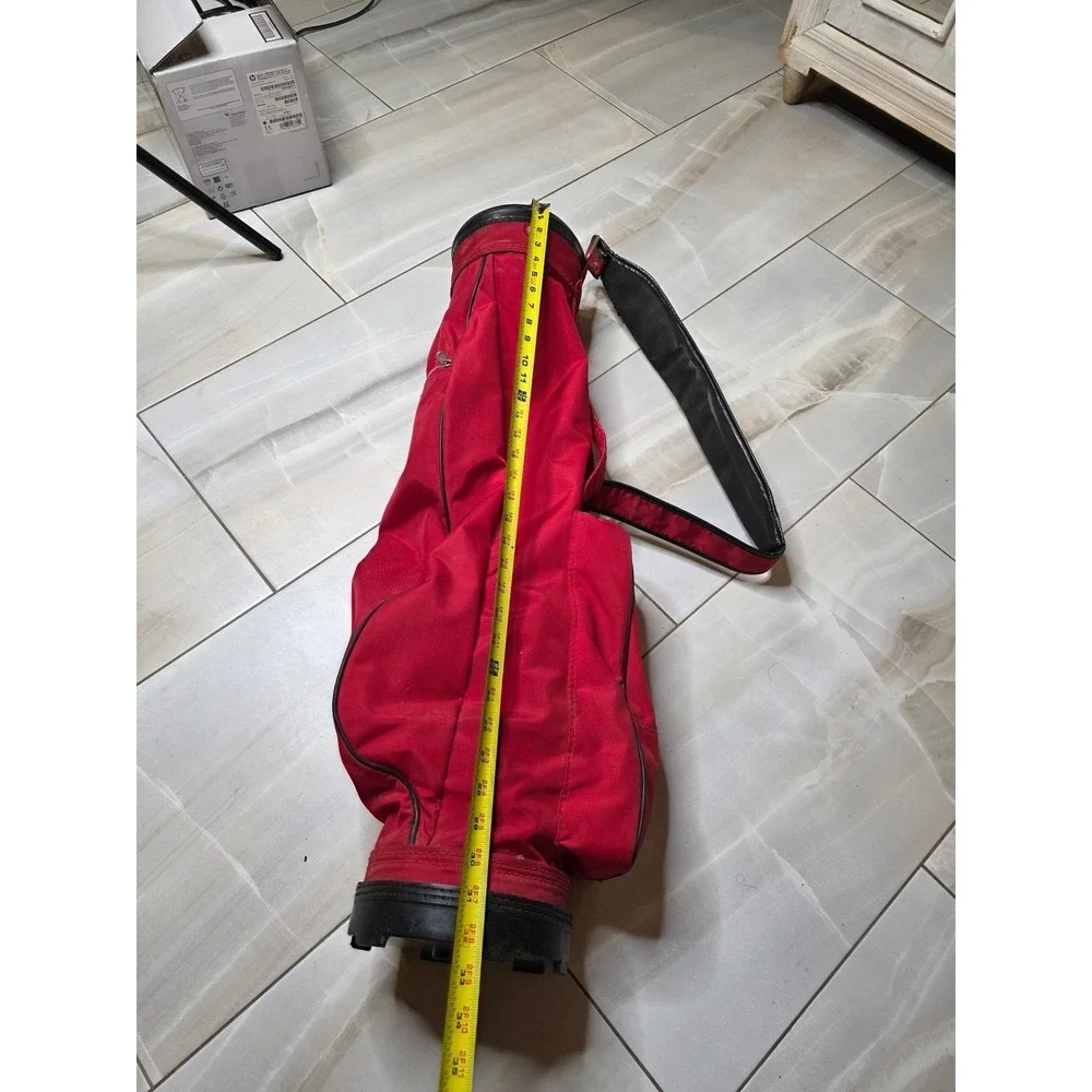 Vintage‎ Red Golf Sunday Carry Bag Lightweight Canvas Padded Strap 32 Inch
